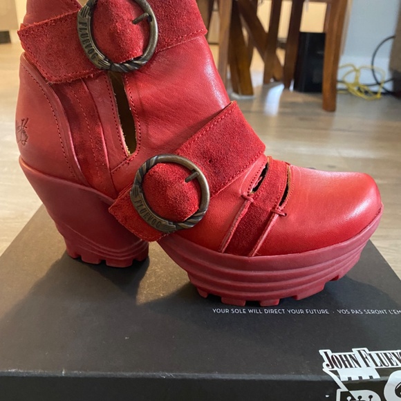 Soca Red Ankle Boots - John Fluevogs - Picture 3 of 8